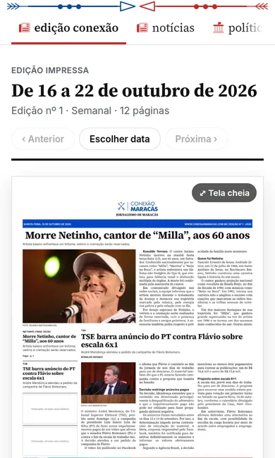 A mesma página no celular
